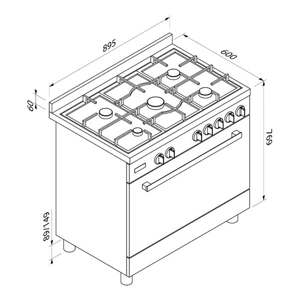 Blaupunkt 90cm Freestanding Oven (STAINLESS STEEL)